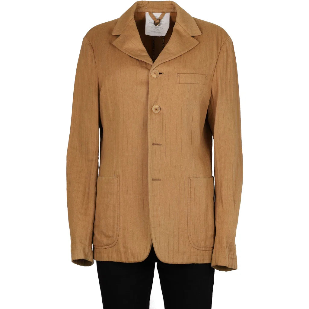 image of Just Cavalli Striped Blazer - Large Beige Cotton Blend