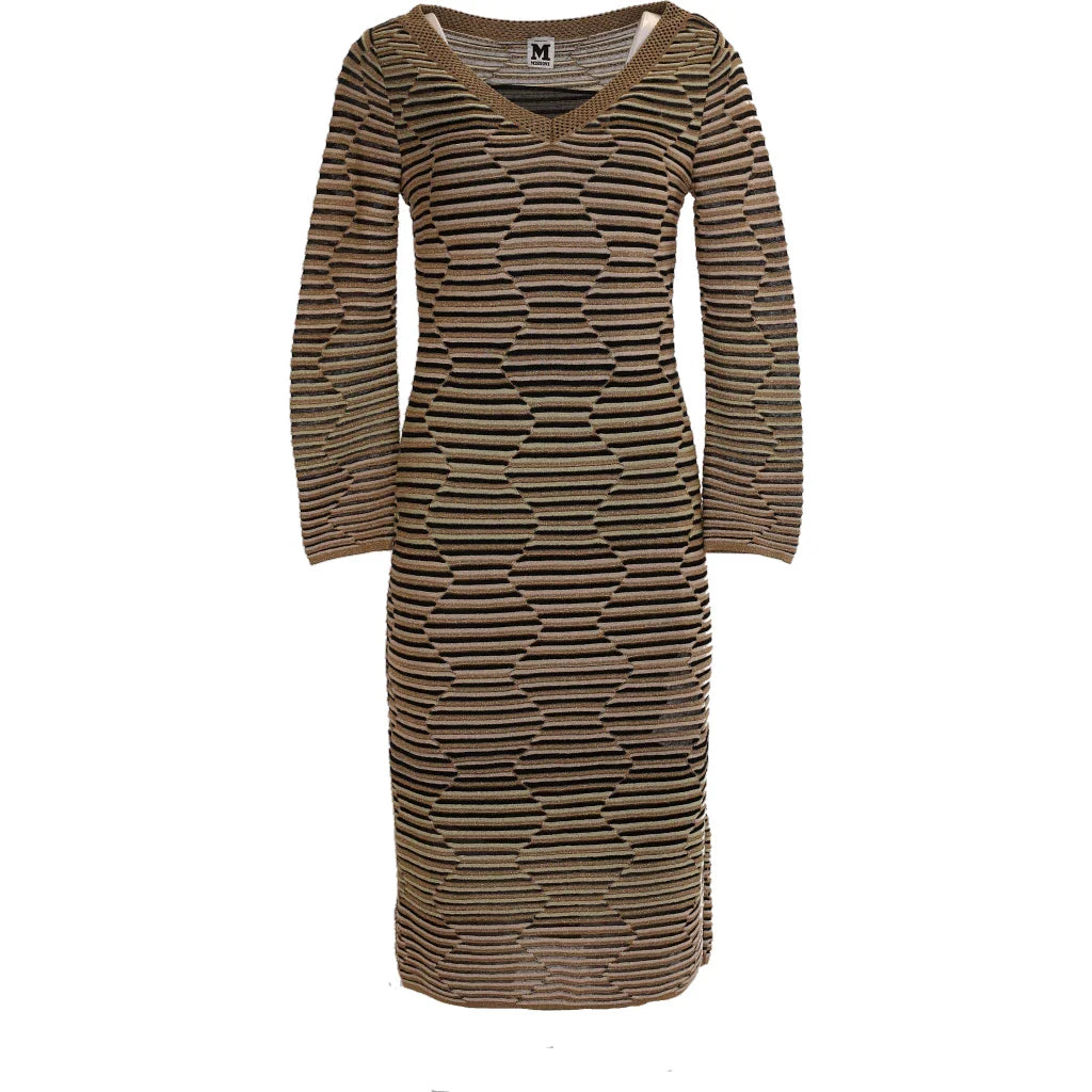 image of Missoni Striped Midi Dress - Medium Brown Polyamide