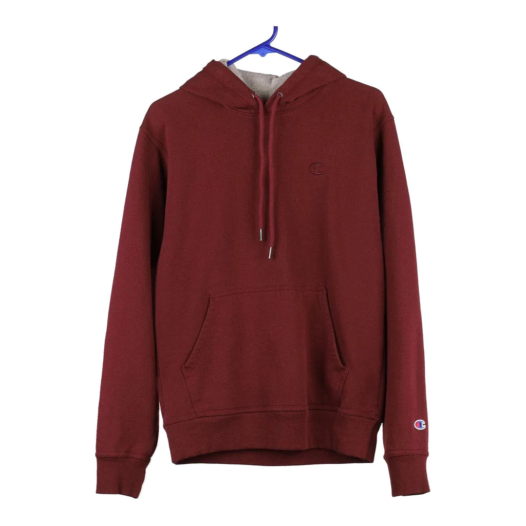 image of Champion Hoodie - Small Burgundy Cotton Blend