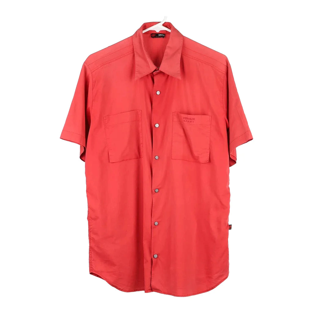 image of Versace Sport Short Sleeve Shirt - Large Red Cotton