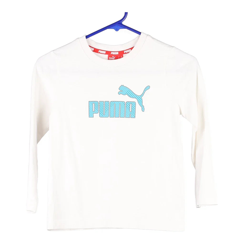 image of Age 6-7 Puma Long Sleeve T-Shirt - Small White Cotton