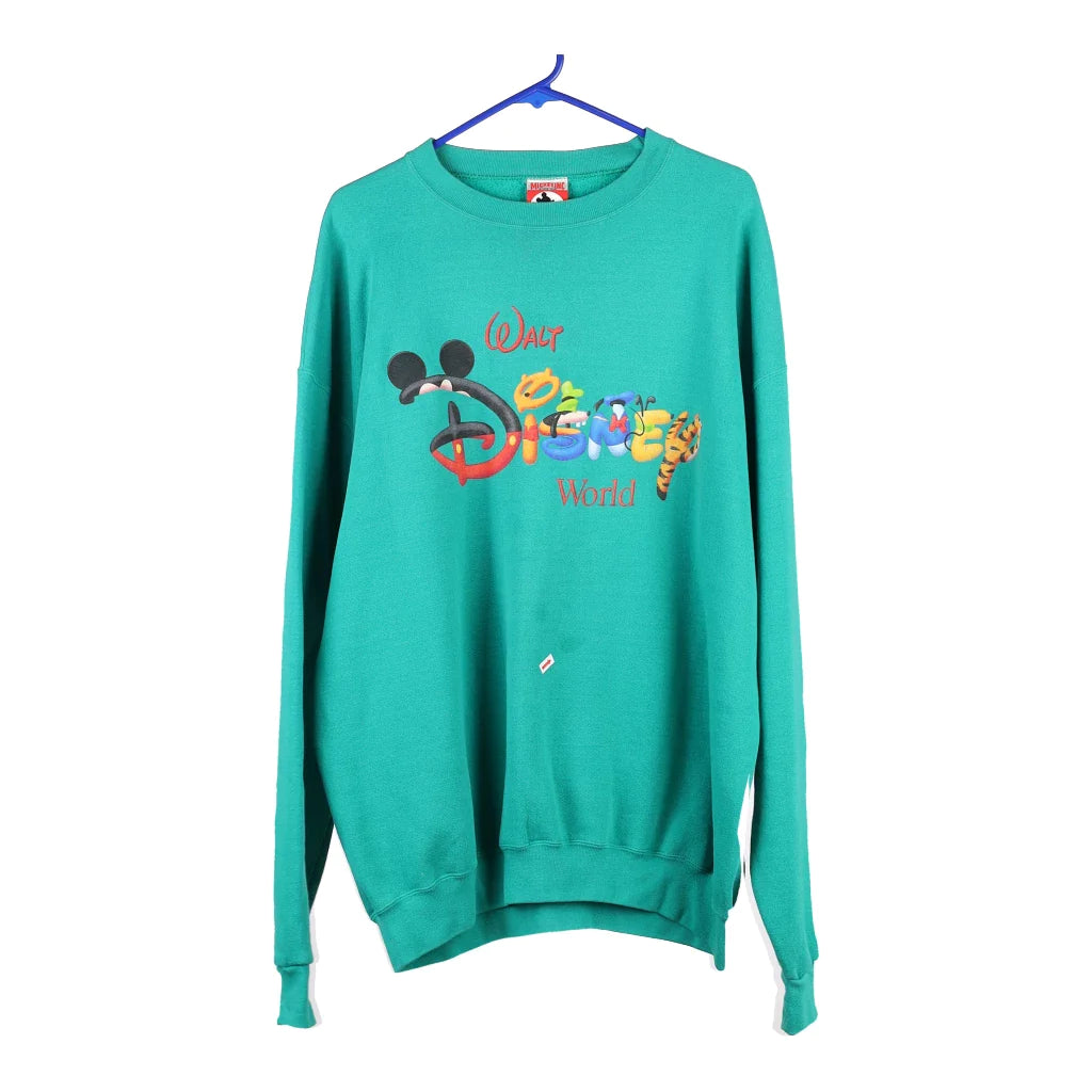 image of Walt Disney World Mickey Inc Cartoon Sweatshirt - 2XL Green Cotton Blend