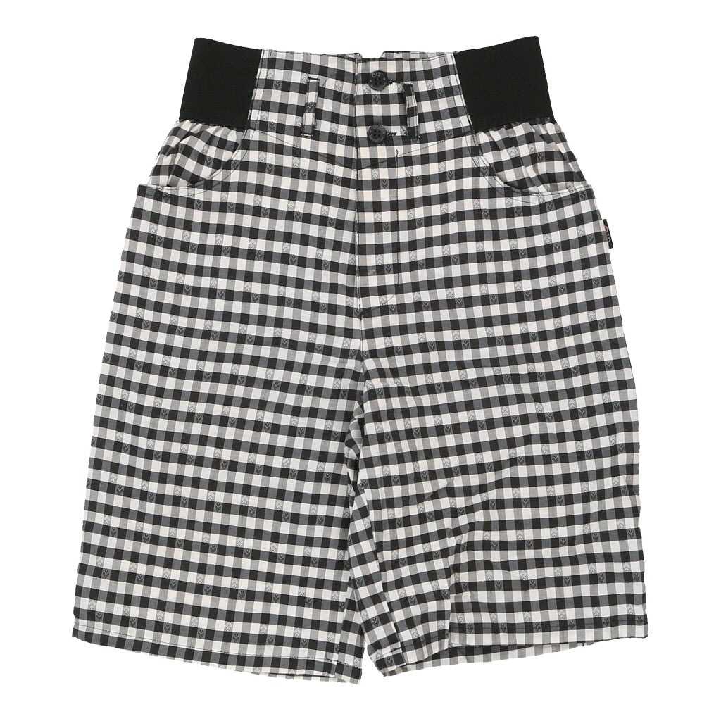 image of Benetton Checked Shorts - 23W UK 6 White Cotton