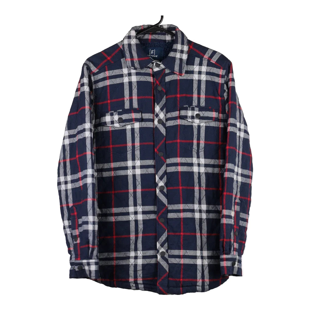 image of George Checked Overshirt - Small Navy Cotton