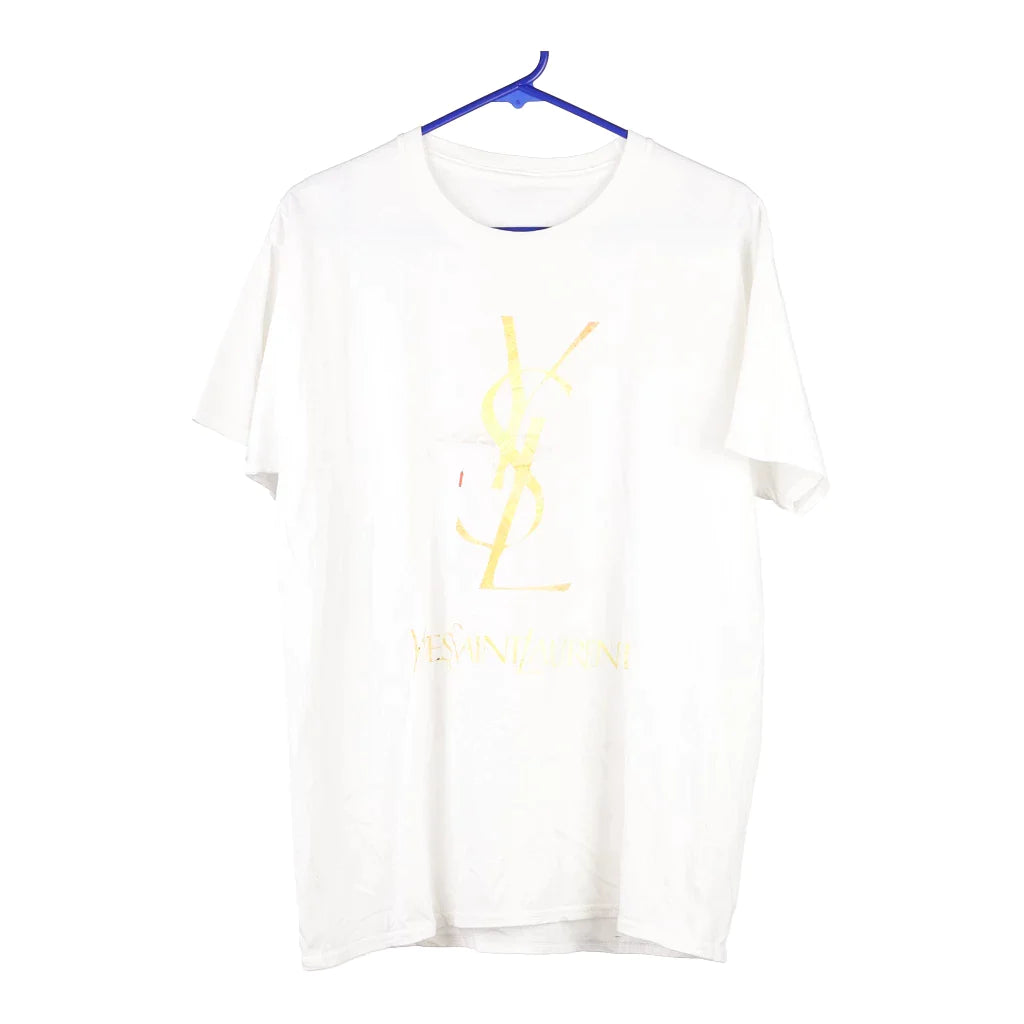 Image of Bootleg Yves Saint Laurent T-Shirt - Large White Cotton