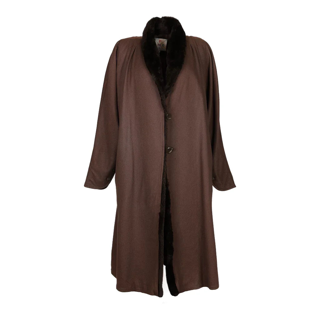 image of Fendi Coat - XL Brown Wool Blend