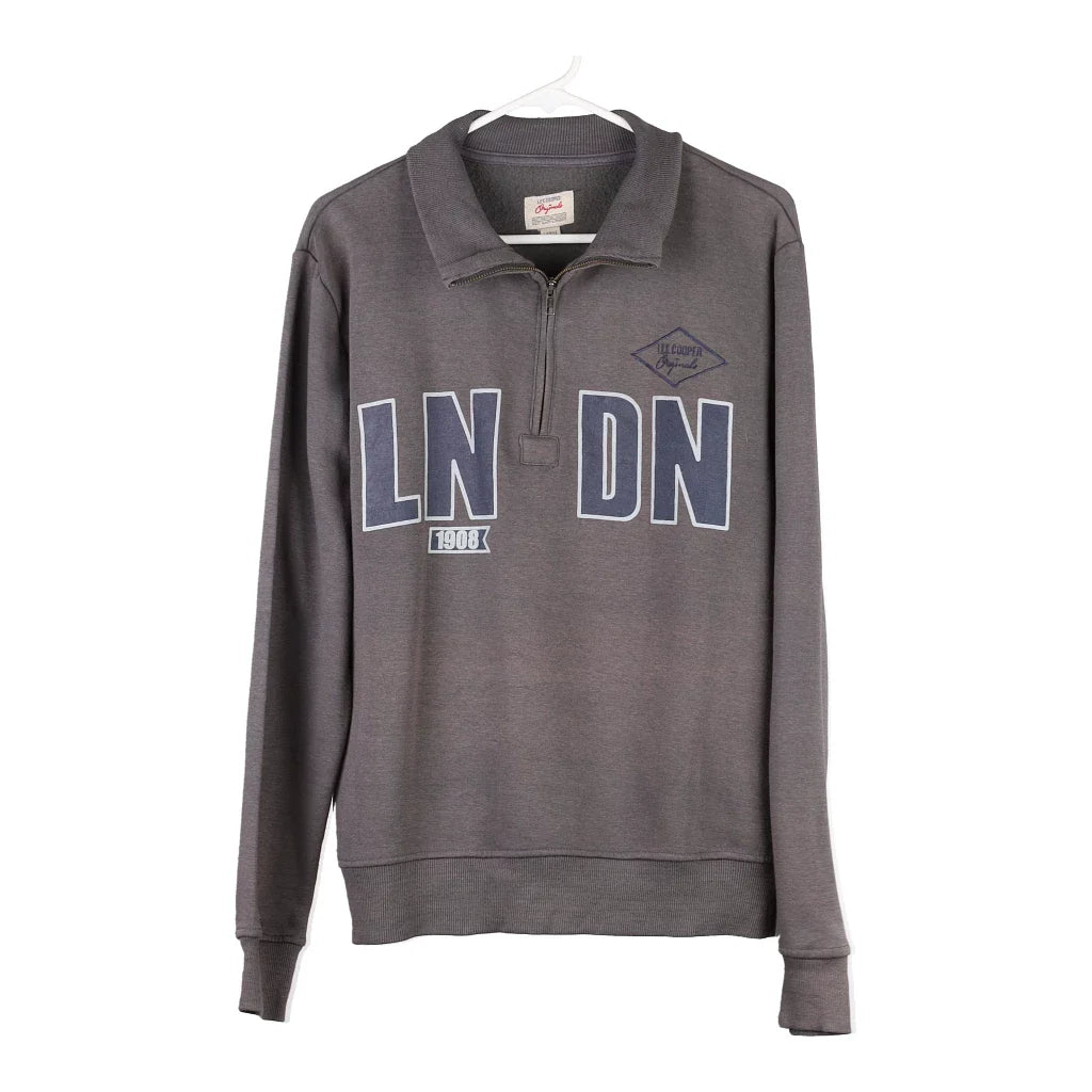image of Lee Cooper 1/4 Zip - Large Grey Cotton Blend