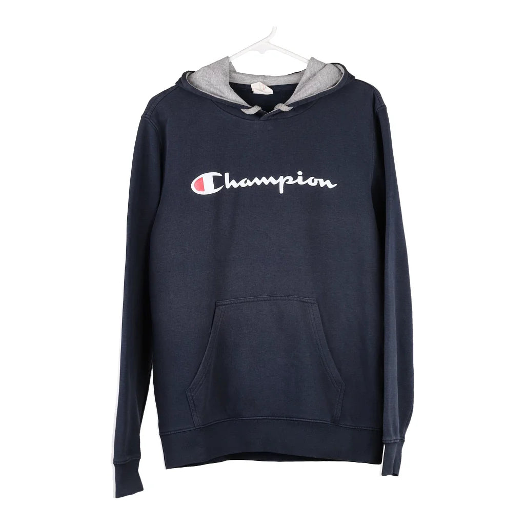 Image of Champion Spellout Hoodie - Medium Navy Cotton Blend