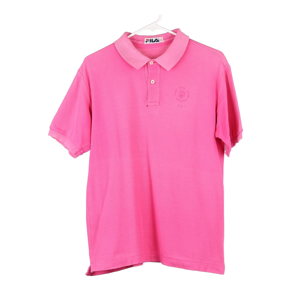 image of Fila Embroidered Polo Shirt - Medium Pink Cotton