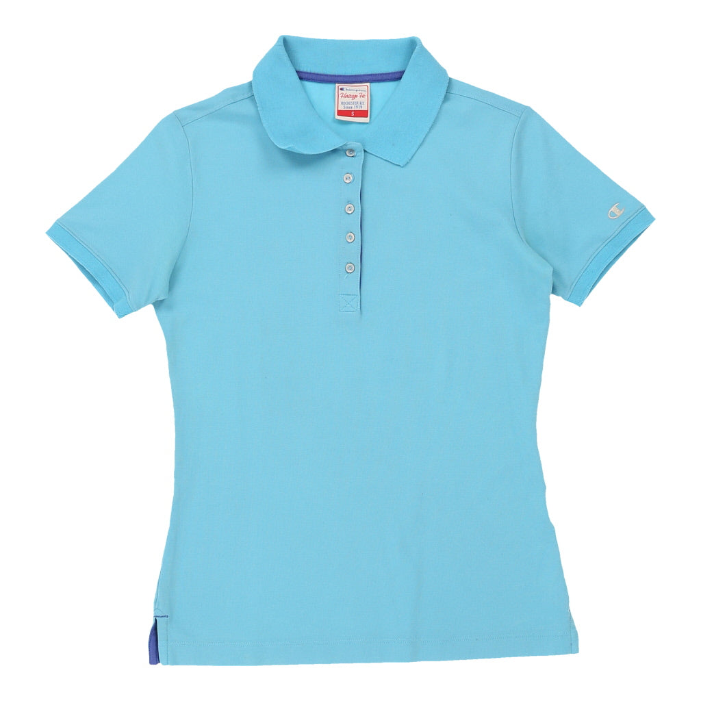 image of Vintage Champion Polo Shirt - Small Blue Cotton