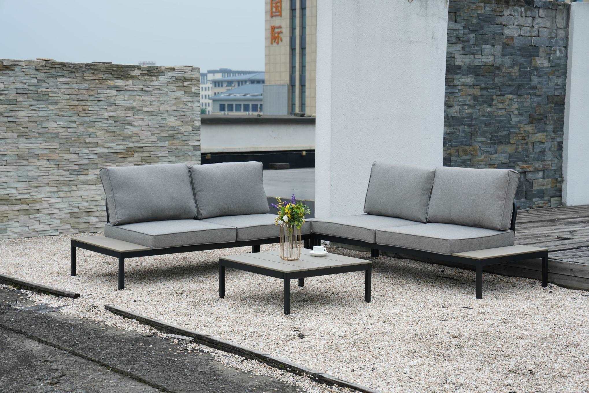 4 Piece Outdoor Sectional Sofa Set With Cushion & Built-in Side Table