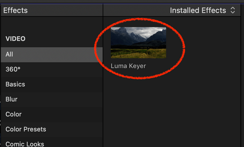 Applying a Luma Key effect in Final Cut Pro