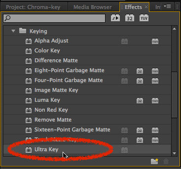 Finding Ultra Key in Premiere Pro