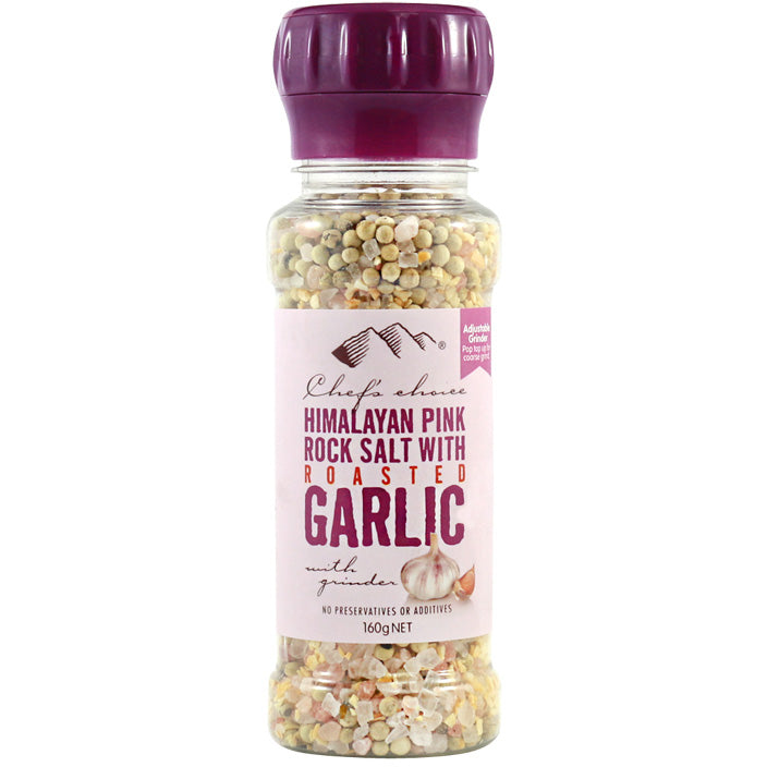 Chef's Choice Himalayan Pink Rock Salt With Roasted Garlic With Grinder