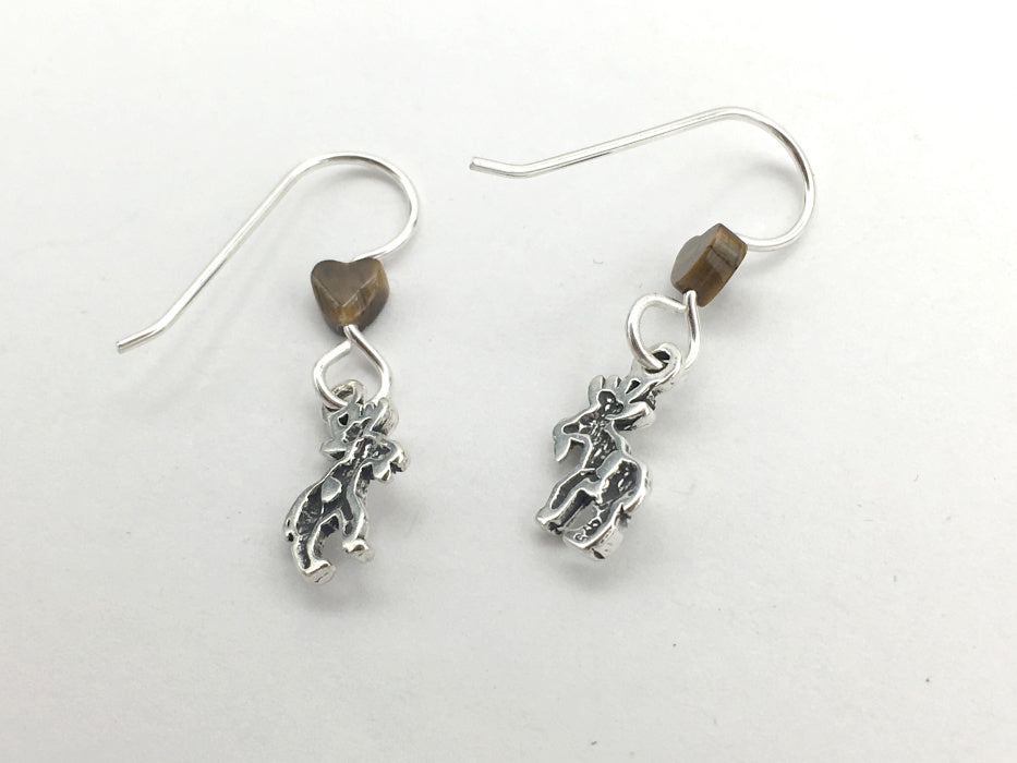 Sterling silver tiny moose dangle earrings- glass-animal-elk, antlers ...