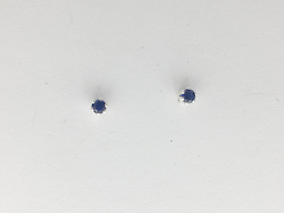 Sterling silver tiny 2mm synthetic Sapphire stud earrings-studs,blue ...