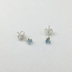 Sterling silver tiny 3mm London Blue Topaz stud earrings-studs, facete ...