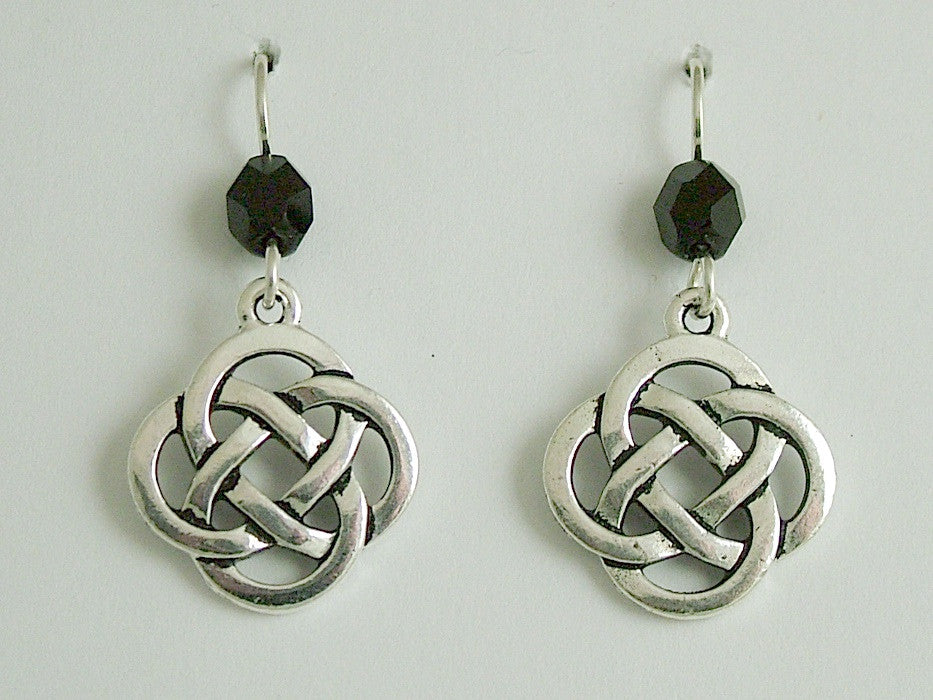 Pewter & Sterling Silver large Round Celtic Knot dangle Earrings-black ...