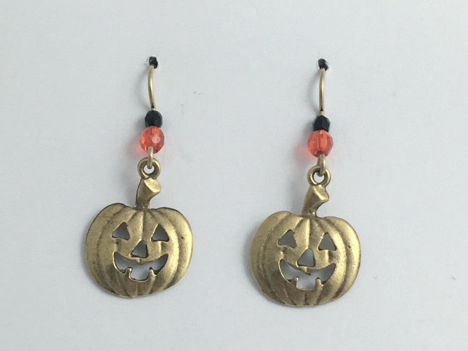 Goldtone Pewter & 14k gf Jack O Lantern dangle Earrings-Halloween ...