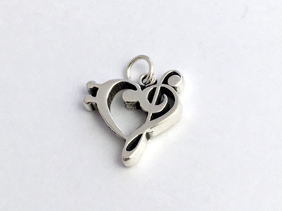 Sterling Silver Treble And Bass Clef Heart Charm Or Pendant Music Ba Jewelia Designs