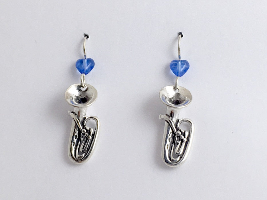 Sterling Silver Tuba dangle earringsmusic,marching band, instrument