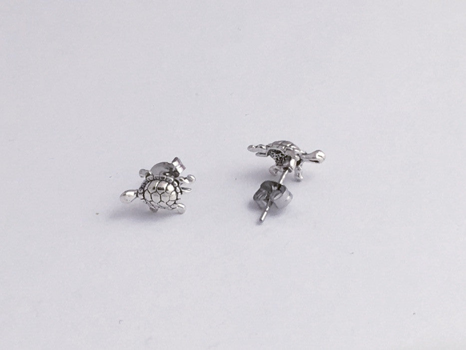 Sterling Silver and Surgical Steel small turtle stud earrings-turtles ...