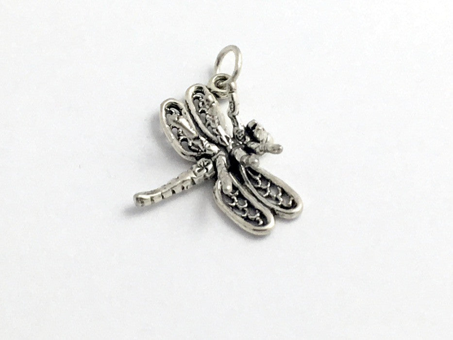 Sterling Silver large 3-D Dragonfly charm or pendant- dragonflies ...