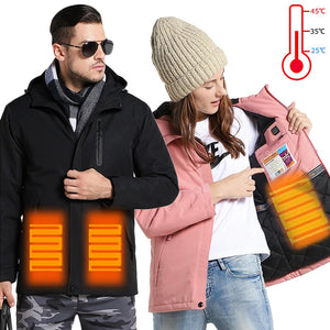 USB Heated Jacket Men Women Waterproof Jacket Down Cotton Hiking Coat - 90shopping Co LLC