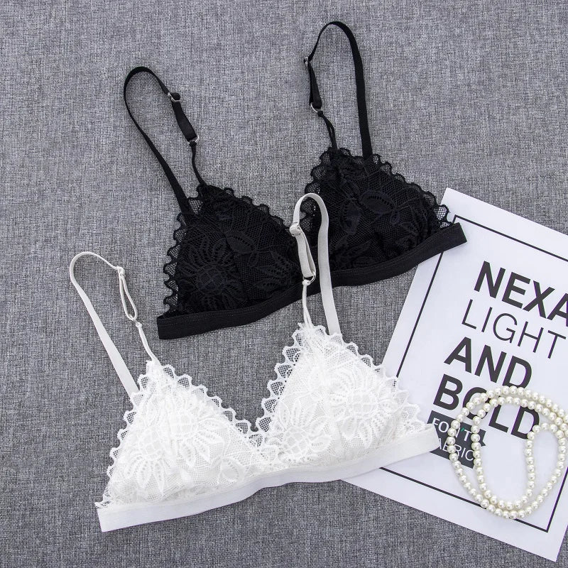 Women Lace Bra Wire Free Padded Lingerie Floral Lace Bralette Female Ultra
