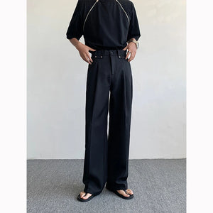 Suit Pants Men Fashion Social Mens Dress Pants Korean Loose Straight Wide Leg Pants - 90shopping Co LLC