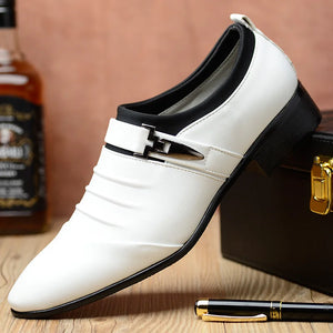 White Men Dress Shoes 2024 Casual Business Leather Shoes for Men Point Toe - 90shopping Co LLC