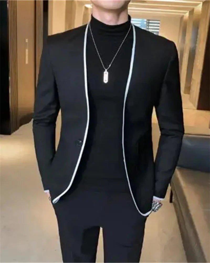 Suits Jacket Trousers Waistcoat Male Business Casual Wedding Blazers