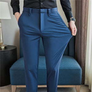 Mens Pants High Elastic Business Casual Suit Pants Men's Fashion Formal Straight Sleeve - 90shopping Co LLC