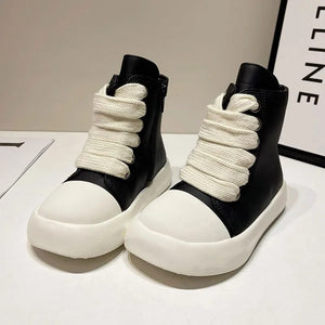 Kids Shoes Girls Boys Shoes High Top Children Sneakers Girls PU Leather Sneakers Boys - 90shopping Co LLC