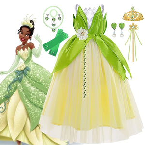 Disney The Princess and the Frog Cosplay Costume for Girls Fancy Tiana Princess Dress - 90shopping Co LLC