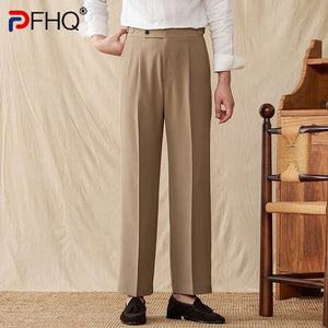 British Wide Leg High Waisted Long Men's Pants Loose Casual Trouser - 90shopping Co LLC
