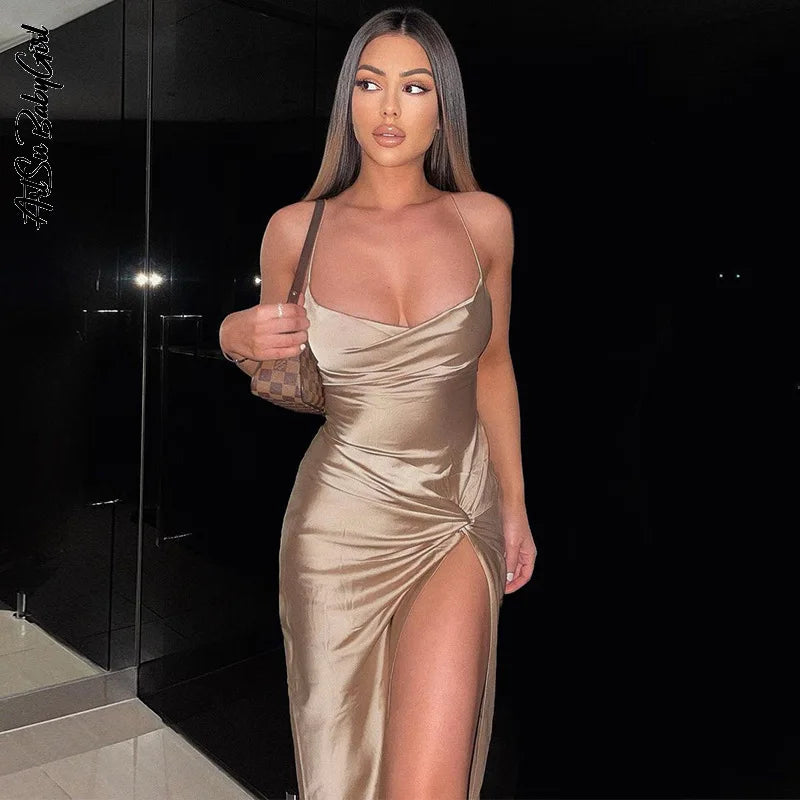 Evening Dresses: Party Dresses Backless Midi Dress Women Sleeveless