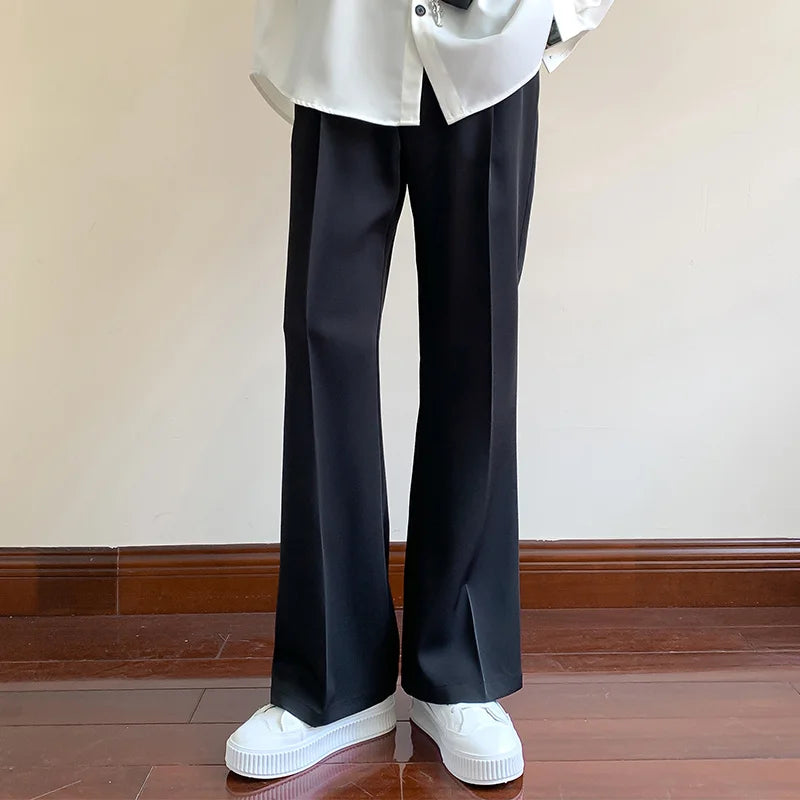 Men Fashion Social Mens Dress Pants Korean Loose Bell-bottoms Pants Men