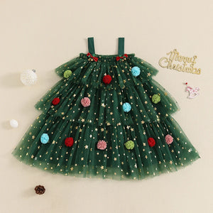Toddler Baby Girl Christmas Dress Star Sequin Layered Tutu Tulle Dress Girls Cake - 90shopping Co LLC