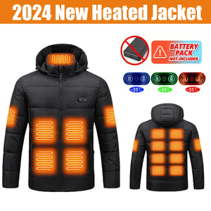 Heated Jacket, Winter Warm Outdoor USB Electric Heated Cotton Jacket - 90shopping Co LLC