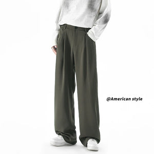 Men Fashion Society Mens Dress Pants Korean Loose Wide Leg Pants - 90shopping Co LLC