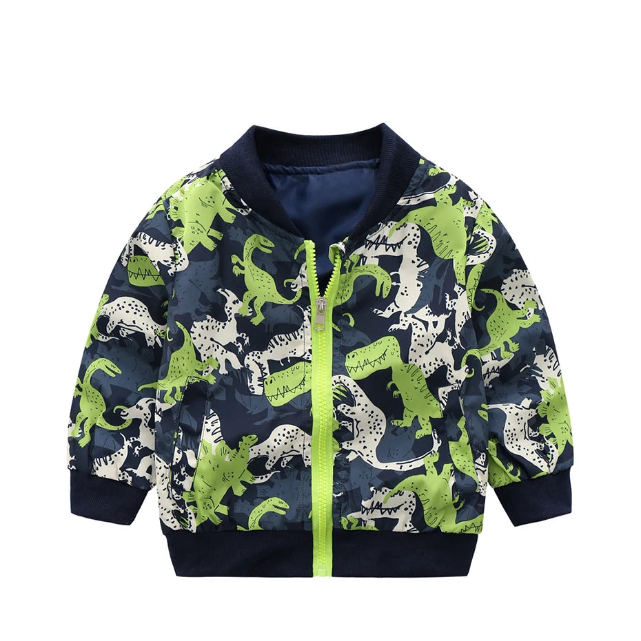 Toddler Boys Jacket Coat Dinosaurs Pattern Boys Coats Spring Autumn Jacket Boy Casual Style Kids Clothing