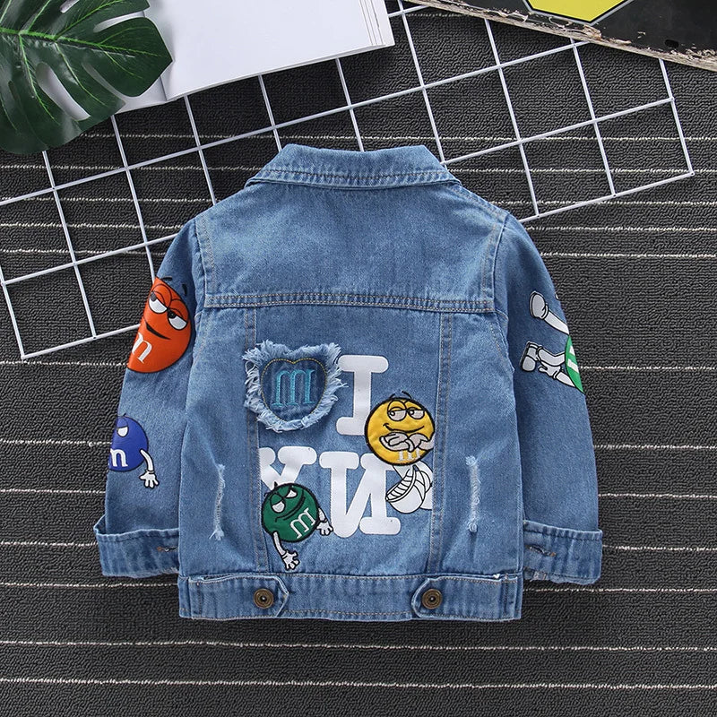 Kid Boys Jeans Coats Cartoon m Printed Denim Jackets Blue Baby Girls Children Clothing