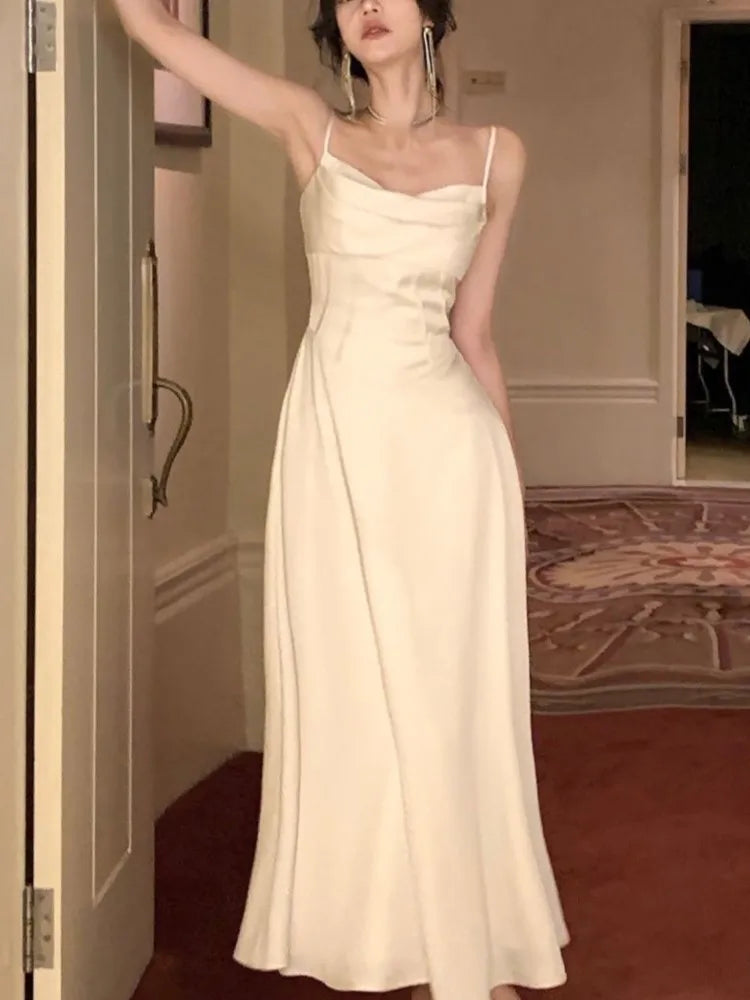 Evening Dresses: Women's Solid Midi Dress Sleeveless V-Neck  Spaghetti Strap