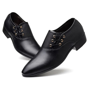 Formal PU Leather Shoes for Men Lace Up Oxfords Casual Business Black Leather Shoes - 90shopping Co LLC