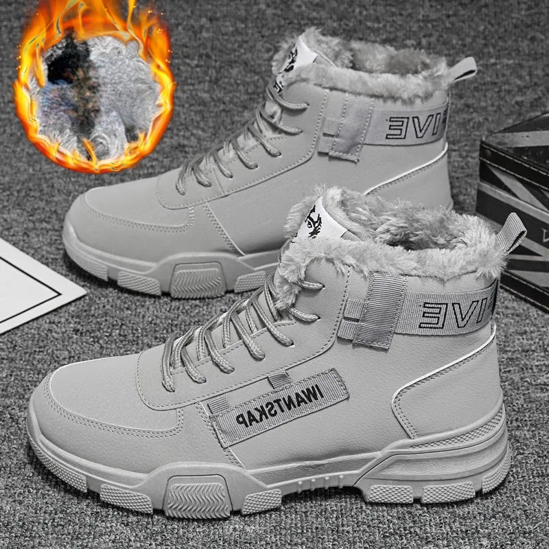 Winter Men's Boots Waterproof Warm Fur Snow Boots Men's Outdoor Work Casual Shoes