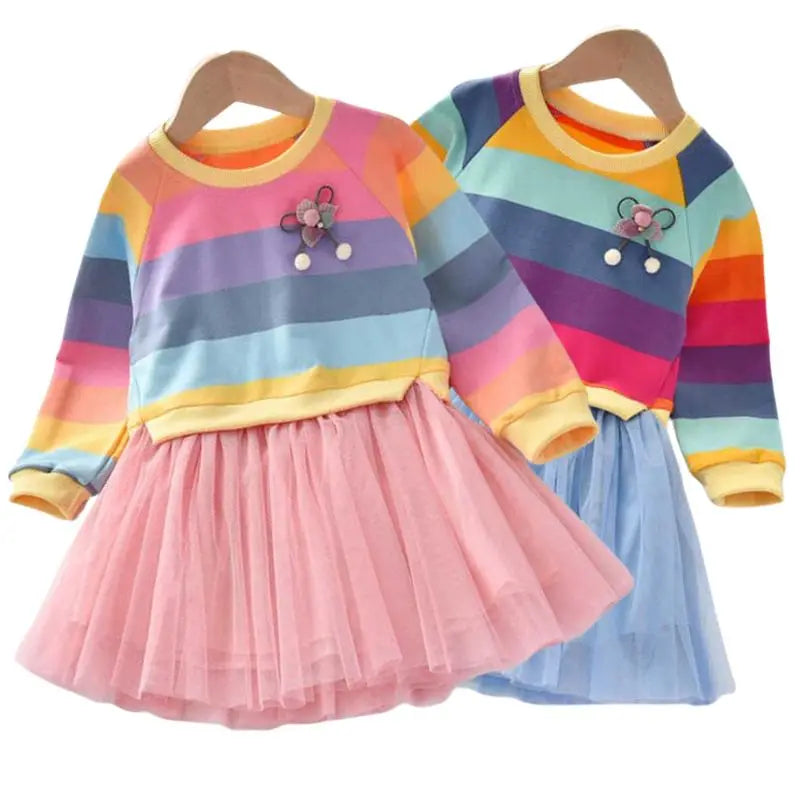 Baby Girls Dress Princess Autumn Sweater Fleece Gauze Tutu Dresses