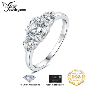 925 Sterling Silver 3 Stone Wedding Engagement Ring for Woman - 90shopping Co LLC