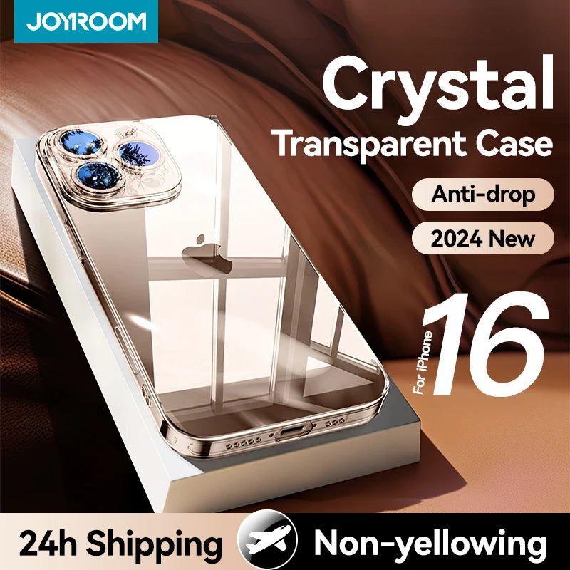 Case For iPhone 16 15 Pro Max Case Crystal Transparent PC Anti-Yellow Lens Protection Cover For iPhone 16 Pro Max Case