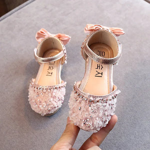 Crystal Bow Single Shoes Summer Girls Fashion Princess Soft Shoes Children - 90shopping Co LLC